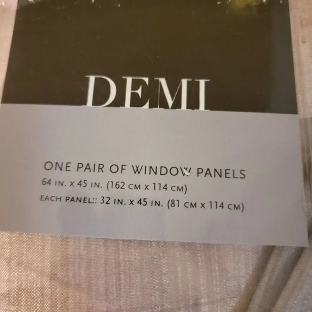 New Pair of DEMI Curtain panels 45 inch long neutral pink‎ grey white beige